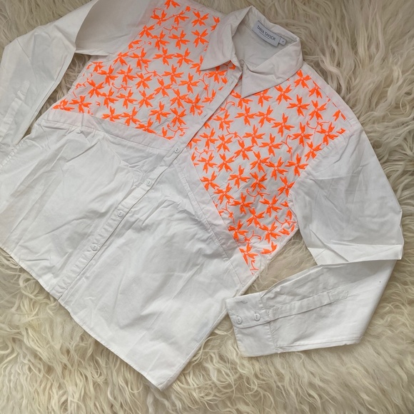 TANYA TAYLOR Embroidered Button-Up Top - Picture 2 of 14